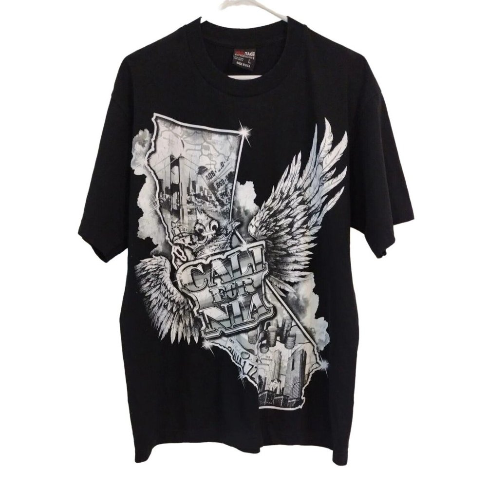 Pro Tag Shirt Mens Large Heavyweight Black Short Sleeve California
